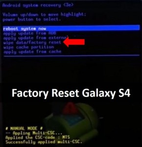 Factory Reset Galaxy S4: wipe all data