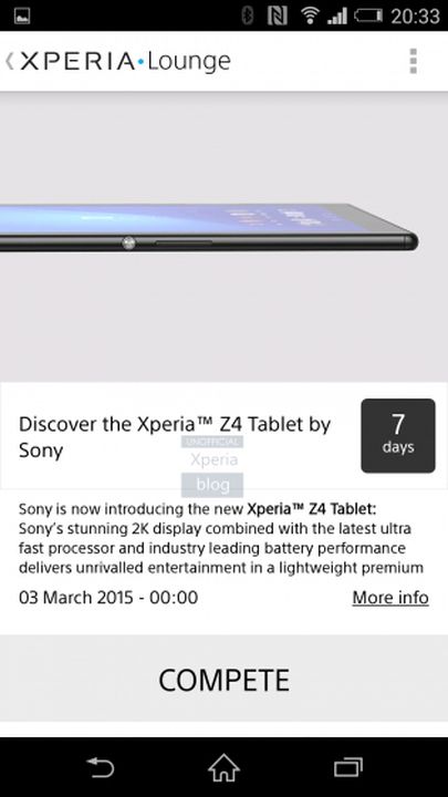 Leak: new official photo Sony Xperia Z4 Tablet