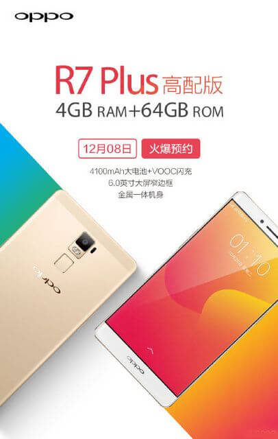 Smartphone devices Oppo R7 Plus got 4 GB of RAM