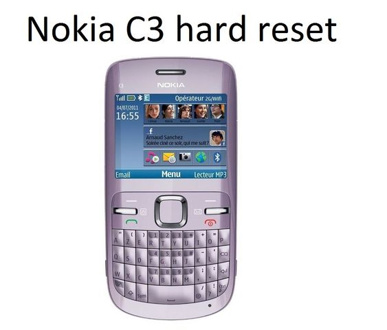 Nokia C3 hard reset: service code